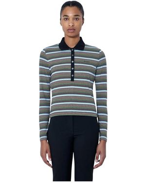 Marni Tops ,Veelkleurig ,Katoen Gestreepte Polo Met Lange Mouwen - Blauw