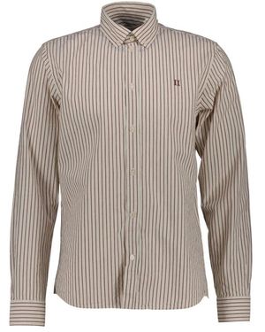 Les Deux Overhemden ,Katoen Konrad Gestreepte Oxford Shirt - Grijs
