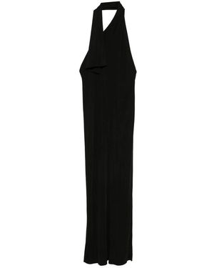KHAITE Schwarzes kleid mit drapiertem panel und asymmetrischem ausschnitt