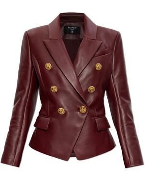 Balmain Jassen ,Rood ,Katoen 6-Knoops Lamsleren Jas - Paars