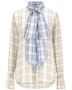 Acne Studios Overhemden ,Veelkleurig ,Zijden Blouse Met Sjaal - Wit