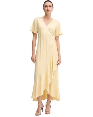 GANT Kleedjes ,Geel ,Wrap Frill Jurk - Metallic