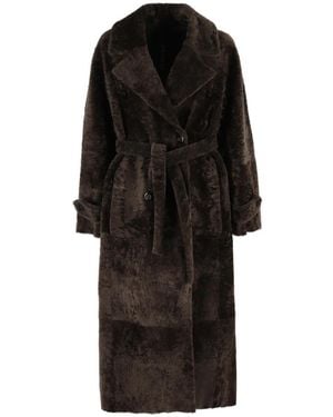 Blancha Shearling Trench Coat - Zwart