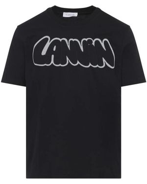 Lanvin Tops ,Zwart ,Bubble Logo T-Shirt