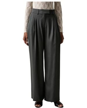 Twinset Broeken ,Grijs ,Polyester Lyocell Wide Broeken - Zwart