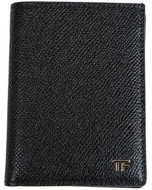Tom Ford Accessoires ,Zwart ,Leer Kleine Leren Vouwbare Kaarthouder