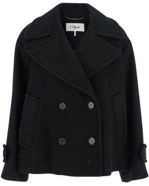 Chloé Double-Breasted Coats - Zwart