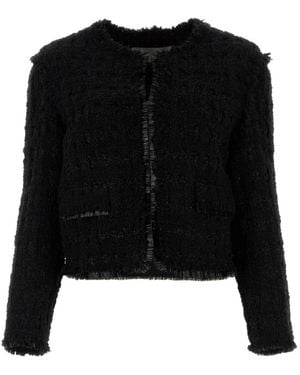 Tory Burch Textured Crop Tweed Jacket - Zwart