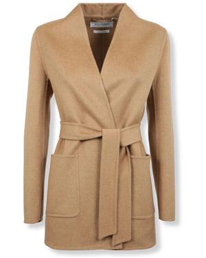 Max Mara Belted Coats - Natural