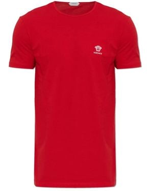 Versace Tops ,Rood ,Katoen Katoenen Jersey T-Shirt
