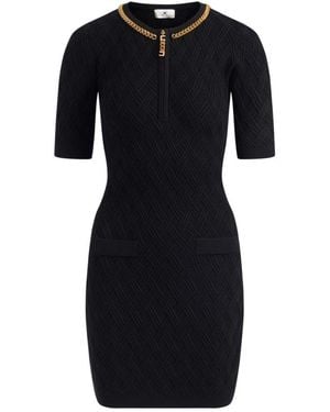 Elisabetta Franchi Mini-Kleid Aus 3D-Diamantstrick - Schwarz