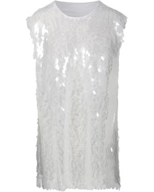 Norma Kamali Witte Crewneck Mouwloze Top - Grijs