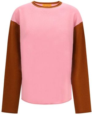 Guest In Residence Baseball Oversized Crew Sweater - Roze