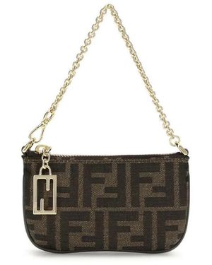 Fendi Schultertasche Aus Stoff Mit Akzenten - Schwarz