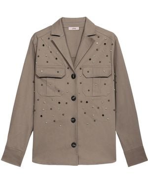 Oltre Hemdjacke Mit Aufgesetzten Taschen - Grau