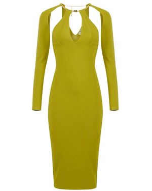 Elisabetta Franchi Strick Midi Kleid Mit Schmuckdetail - Grün