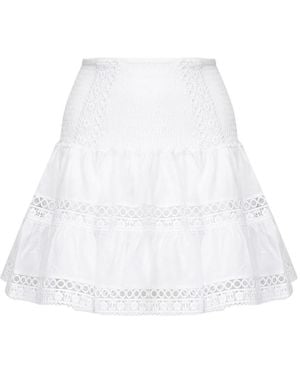 Charo Ruiz Weißer Baumwoll-Voile Doppelflügelrock