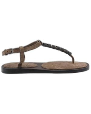Brunello Cucinelli Slide-Sandalen - Braun
