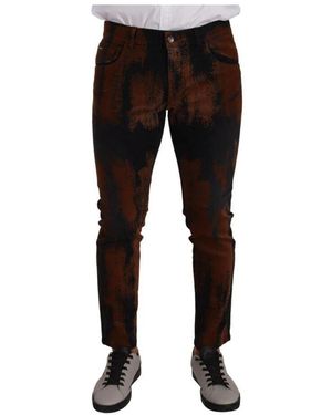 Dolce & Gabbana Schwarze braune tie dye skinny jeans