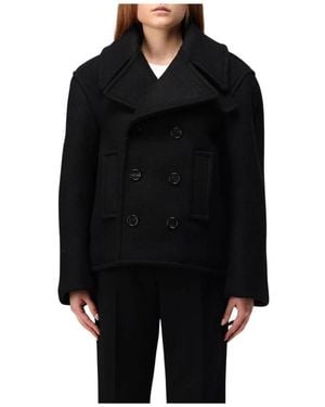 Saint Laurent Double-Breasted Coats - Black