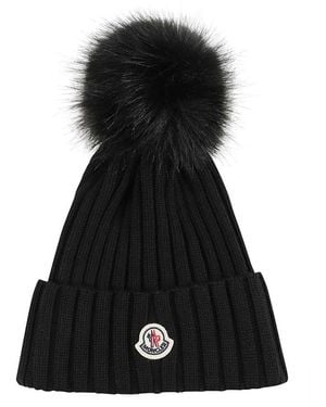 Moncler Accessoires ,Zwart ,Tricot Beanie