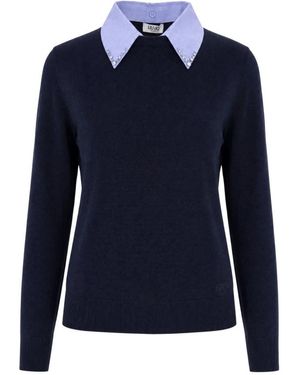 Liu Jo Truien & Vesten ,Blauw ,Wol Round-Neck Truien