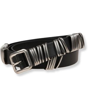 Jil Sander Metallring Leder Gürtel - Schwarz