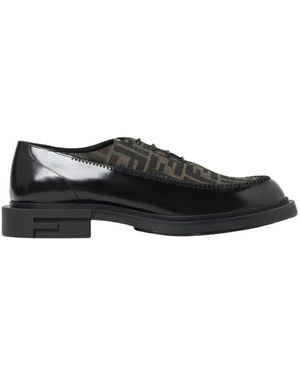 Fendi Jacquard Leder Oxford Schuhe - Schwarz