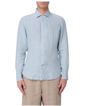 Eleventy Camicia Lino - Blauw