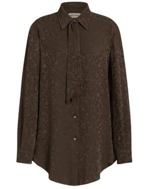 Alberta Ferretti Overhemden ,Bruin ,Bloemen Jacquard Overhemd