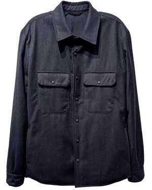Mazzarelli Overhemden ,Blauw ,Wol Wollen Overshirt