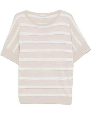 Panicale Truien & Vesten ,Katoen Gestreept T-Shirt Met Korte Mouwen - Wit