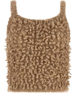 Peserico Tops ,Wol Mouwloos Top Met Vierkante Hals - Naturel
