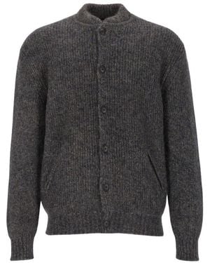 Giorgio Armani Rippstrick-Cardigan Aus Mohairmischung Mit Rundhalsausschnitt - Grau