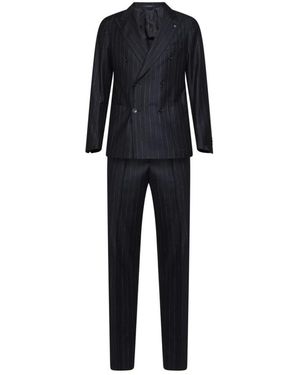 Tagliatore Double-Breasted Pinstripe Suit - Zwart
