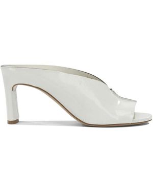 Roberto Del Carlo Schoenen ,Wit ,Leer Mules Met Sculpturale Hak