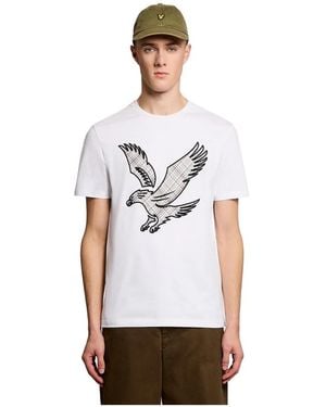 Lyle & Scott Tops ,Wit ,Katoen Check Eagle T-Shirt
