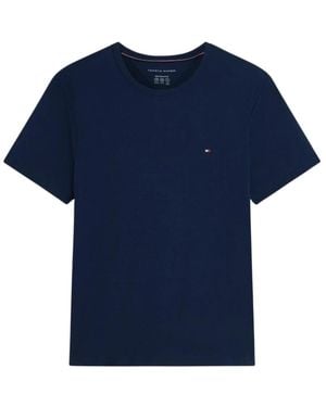 Tommy Hilfiger Tops ,Blauw ,Katoen Performance Knit Crew Neck T-Shirt