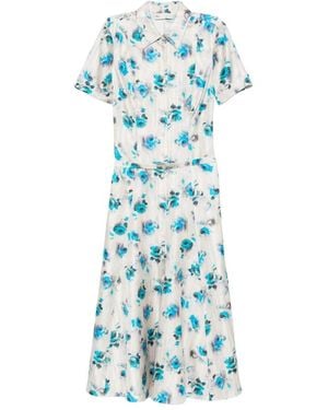 Tory Burch Gekreelde Viscose Jurk - Blauw