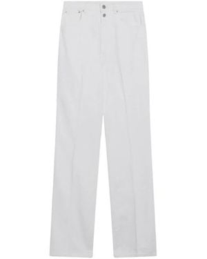 Lemaire Broeken ,Wit ,Katoen Rechte Broek Met Hoge Taille
