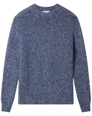 Boglioli Woll-Kaschmir-Pullover Mit Mouliné-Struktur Und Rundhalsausschnitt - Blau