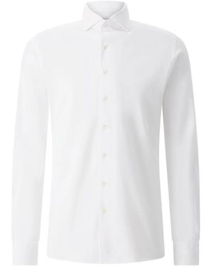 Profuomo Overhemden ,Wit ,Katoen Japanese Knitted Shirt