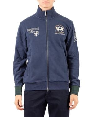 La Martina High-Neck Sweatshirt Met Ritssluiting Aan De Voorkant - Blauw
