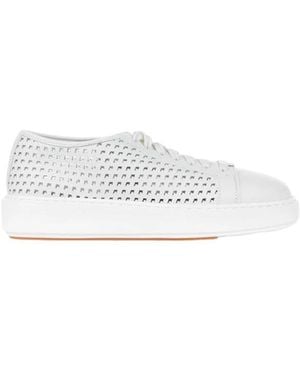 Santoni Perforated Leather Sneakers - Weiß