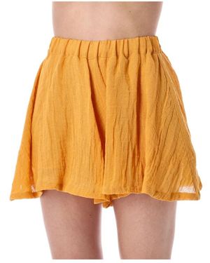 120% Lino Korte Broeken ,Geel ,Linnen Short Shorts - Oranje