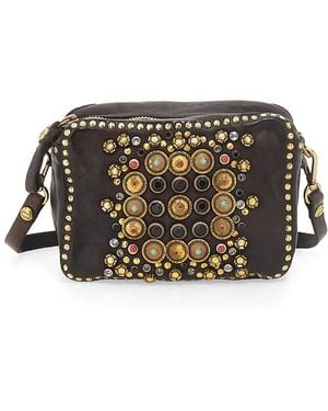 Campomaggi Borsa in pelle nera con borchie colorate - Nero