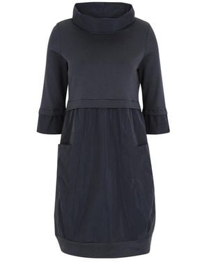Doris Streich Elegantes Tunika-Kleid Mit Nylon-Details - Blau