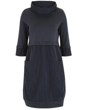 Doris Streich Elegantes Tunika-Kleid Mit Nylon-Details - Blau
