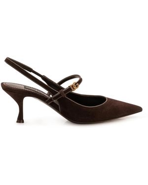 Dolce & Gabbana Slingback Aus Wildleder Und Nappaleder - Braun