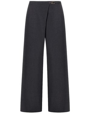 Herno Broeken ,Grijs ,Wol Fluid Wool Gabardine Broeken - Blauw